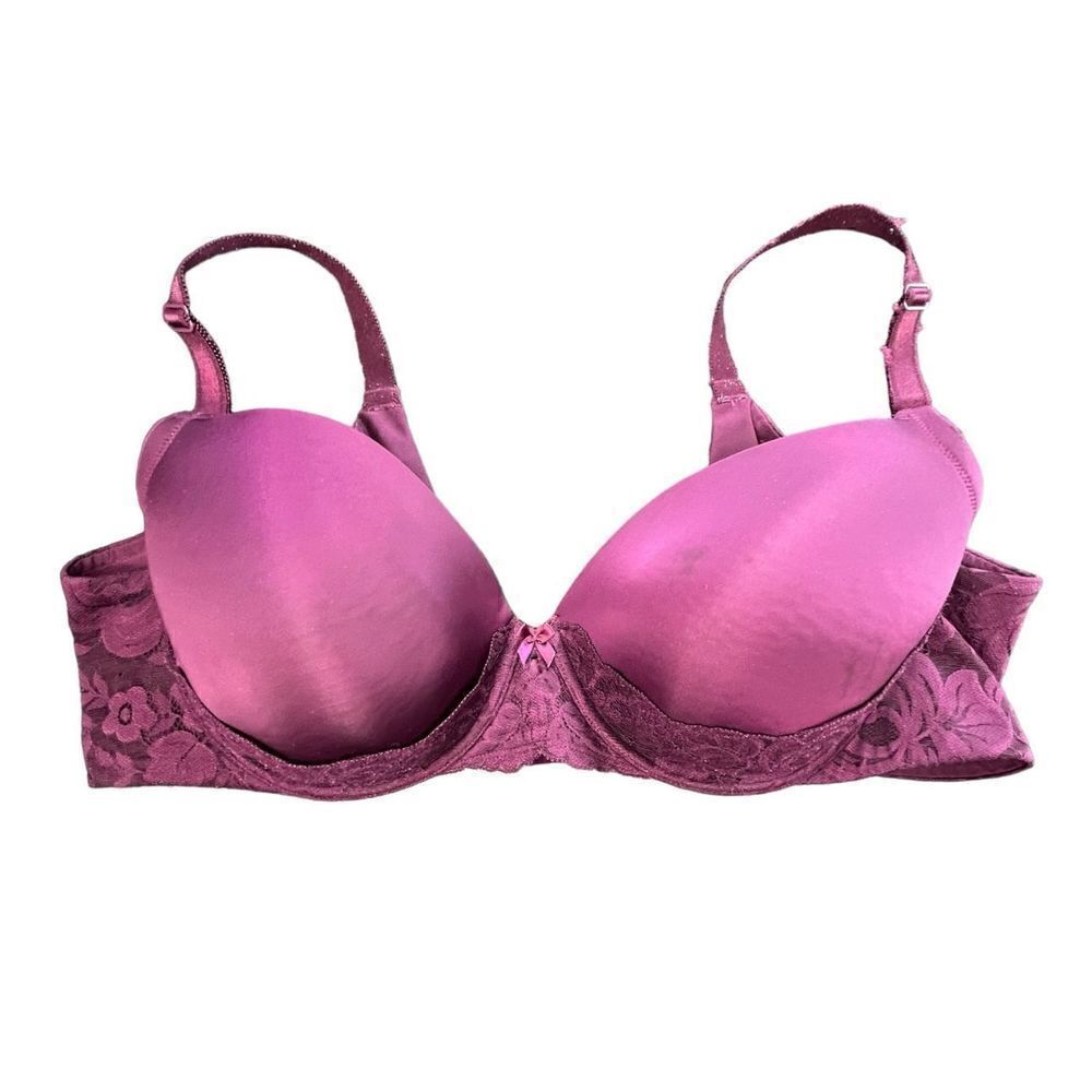 Torrid Curve Purple Padded Clasp Underwire Bra With Floral Lace